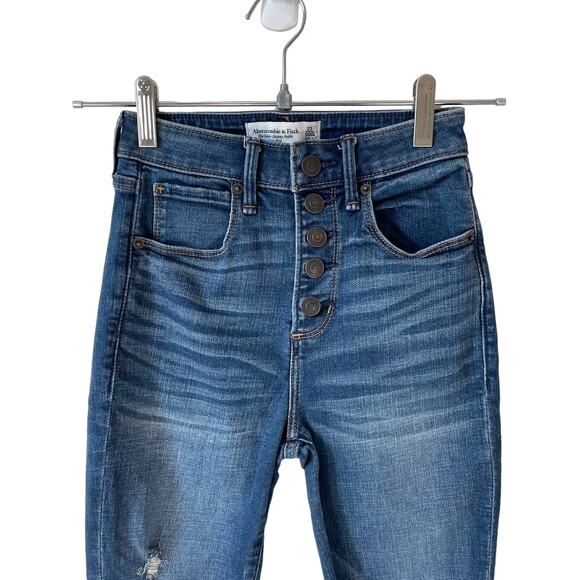 ABERCROMBIE & FITCH Curve Love Super Skinny Ankle High Rise Jeans 23 or 000S Emo - Picture 4 of 9